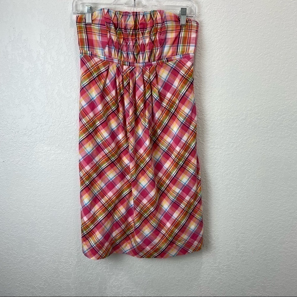 Lilly Pulitzer Gweneth Madras Plaid Print Strapless Dress